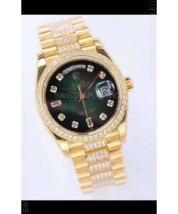 Rolex Day Date Presidential 18K Yellow Gold Watch 36MM - Green Dial 1:1 Mirror Quality Watch