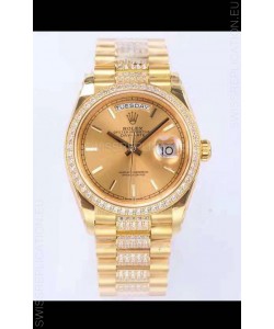 Rolex Day Date Presidential 18K Yellow Gold Watch 36MM - Gold Dial 1:1 Mirror Quality Watch