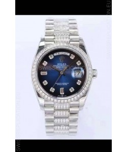 Rolex Day Date Presidential 904L Steel 36MM - Blue Dial 1:1 Mirror Quality Watch