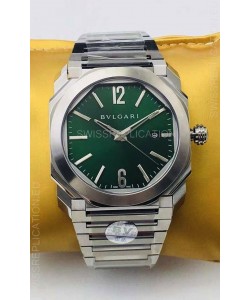 Bvlgari Octo Roma Edition 1:1 Mirror Replica in 904L Steel Casing - Green Dial 
