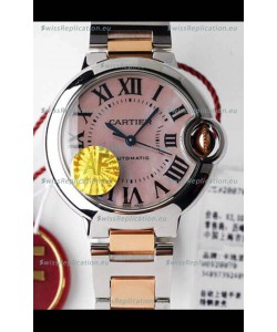 Ballon De Cartier Swiss Automatic 1:1 Mirror Quality 33MM in 2 Tone Rose Gold Casing Pink Dial 