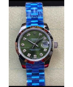 Rolex Datejust Ladies 28MM Cal.3135 Movement Swiss Replica in Green Dial - 904L Steel Casing