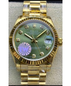 Rolex Datejust 278278 31MM Swiss Replica in 904L Steel Yellow Gold in Green Dial - 1:1 Mirror Replica