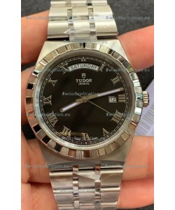 Tudor Royal Edition Watch - 1:1 Mirror Replica in Steel Casing - Black Roman Dial 