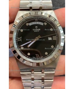 Tudor Royal Edition Watch - 1:1 Mirror Replica in Steel Casing - Black Diamonds Dial