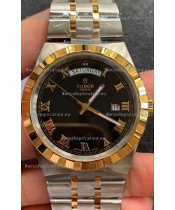 Tudor Royal Edition Watch - 1:1 Mirror Replica in Two Tone Casing - Black Roman Dial