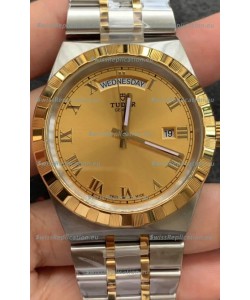 Tudor Royal Edition Watch - 1:1 Mirror Replica in Two Tone Casing - Gold Roman Dial