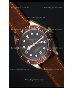 Tudor Heritage Bay Bronze Swiss Replica Watch with Leather Strap