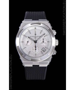 Vacheron Constantin Overseas Chronograph White Dial Swiss Replica Watch - Rubber Strap