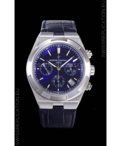 Vacheron Constantin Overseas Chronograph Blue Dial Swiss Replica Watch - Leather Strap