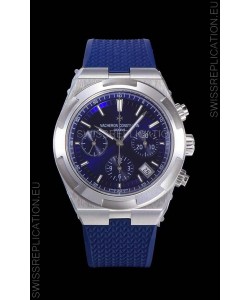 Vacheron Constantin Overseas Chronograph Blue Dial Swiss Replica Watch - Rubber Strap