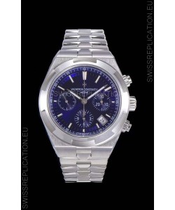 Vacheron Constantin Overseas Chronograph Blue Dial Swiss Replica Watch - Stainless Steel Strap
