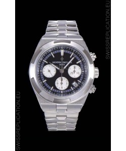 Vacheron Constantin Overseas Chronograph Black Dial Swiss Replica Watch - Stainless Steel Strap
