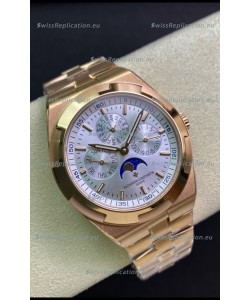 Vacheron Constantin Overseas Perpetual Calendar Ultra-Thin Steel Dial Rose Gold Casing Replica