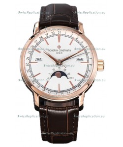 Vacheron Constantin Traditionelle Complete Calendar Rose Gold Plating White Dial Swiss Replica