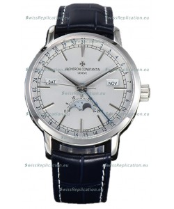Vacheron Constantin Traditionelle Complete Calendar White Gold Plating White Dial Swiss Replica