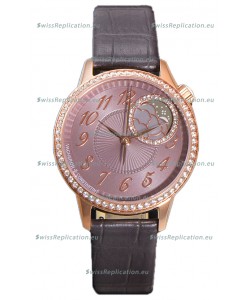 Vacheron Constantin Egerie Muse Moonphase Rose Gold Casing in Brown Dial Swiss Replica