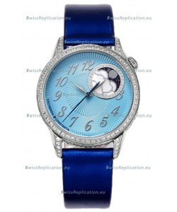 Vacheron Constantin Egerie Muse Moonphase 904L Steel Casing in Blue Dial Swiss Replica