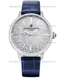 Vacheron Constantin Patrimony Self-Winding Jewellery Diamonds Paved Dial in White Gold Plating