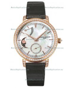 Vacheron Constantin Traditionelle Moon Phase Mother of Pearl Dial in Rose Gold Swiss Replica