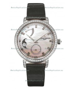 Vacheron Constantin Traditionelle Moon Phase Mother of Pearl Dial in Steel Case Swiss Replica