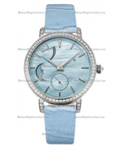 Vacheron Constantin Traditionelle Moon Phase Blue Mother of Pearl Dial in Steel Case Swiss Replica