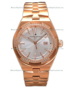Vacheron Constantin Overseas Rose Gold Steel Dial 35MM Swiss Replica Watch 