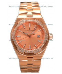 Vacheron Constantin Overseas Rose Gold Casing and Dial 35MM Swiss Replica Watch 