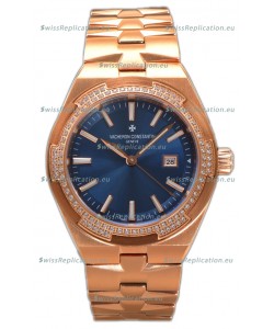Vacheron Constantin Overseas Rose Gold Casing Blue Dial 35MM Swiss Replica Watch 