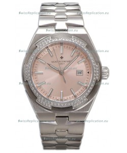 Vacheron Constantin Overseas Steel Casing Pink Dial 35MM Swiss Replica Watch 