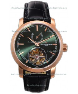 Vacheron Constantin Traditionelle 14-Day Tourbillon Green Dial Rose Gold 1:1 Mirror Replica Watch 