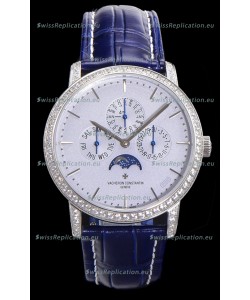 Vacheron Constantin Patrimony Perpetual Calendar Ultra-Thin White Gold Light Blue Dial Swiss Replica