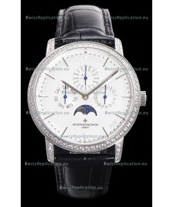 Vacheron Constantin Patrimony Perpetual Calendar Ultra-Thin White Gold White Dial Swiss Replica