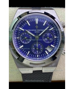 Vacheron Constantin Overseas Chronograph 904L Steel Blue Dial Swiss Replica Watch - Rubber Strap
