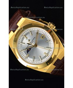 Vacheron Constantin Overseas MoonPhase Yellow Gold Swiss Watch in Brown Strap