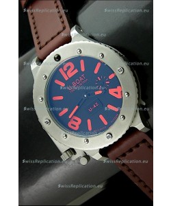 U Boat U-42 Diver Titanium Swiss Watch in Red Markers
