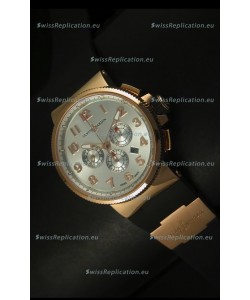 Ulysse Nardin Marine Chronograph Rose Gold Steel Arabic Black Dial - 1:1 Mirror Replica